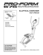 ProForm 675 Cardio Cross Trainer Elliptical English Manual