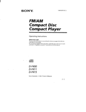 Sony D-F415 Operating Instructions  (primary manual)