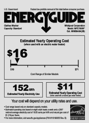 Whirlpool WFC7500VW Energy Guide