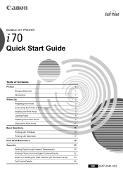 Canon 8107A001 i70 Quick Start Guide