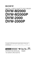 Sony DVWM2000P Product Manual (Operation Manual 1st Edition (Revised 6))