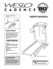 Weslo Cadence 80 Treadmill User Manual