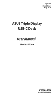 Asus Triple Display USB-C Dock DC300 Triple Display USB-C Dock Quick Start Guide Multiple Languages