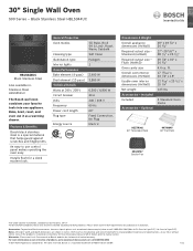 Bosch HBL5344UC Product Specification Sheet
