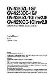 Gigabyte GV-N250OC-1GI Manual