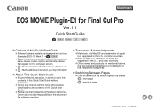 Canon EOS 7D EOS MOVIE Plugin-E1 for Final Cut Pro Ver.1.1 Quick Start Guide
