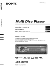 Sony MEX-DV2000 Operating Instructions