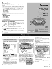 Panasonic RXD20 RXD20 User Guide