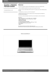 Toshiba Satellite L750 PSK36A-034008 Detailed Specs for Satellite L750 PSK36A-034008 AU/NZ; English