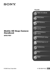 Sony MHS-PM1/D Mobile HD Snap Camera Handbook