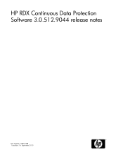HP RDX160 HP RDX CDP software release notes 3.0.512.9044 (5697-0368, September 2010)