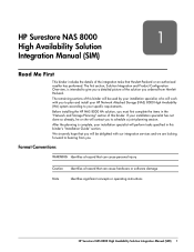 HP StorageWorks 8000 HP Surestore NAS 8000 High Availability Solution Integration Manual