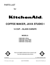KitchenAid KCM514ER Parts List