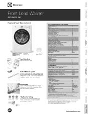 Electrolux EIFLW50LIW Product Specifications Sheet (English)