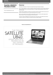 Toshiba Satellite U840 PSU4SA Detailed Specs for Satellite U840 PSU4SA-015005 AU/NZ; English
