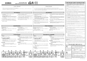 Yamaha GA10 Owner's Manual