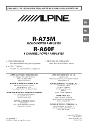 Alpine R-A60F Owners Manual English
