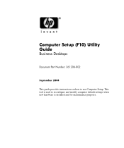 HP DC5100 Computer Setup (F10) Utility Guide