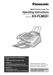 Panasonic KXFLM551 Operating Instructions