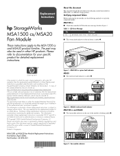 HP StorageWorks MSA1510i HP StorageWorks MSA1500 cs/MSA20 Fan Module Replacement Instructions (April 2004)