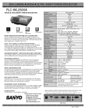 Sanyo PLC-WL2500A Print Specs