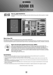 Yamaha AE041 Add-On Effects AE041 Room ER Owners Manual