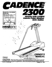 Weslo Cadence 2300 Treadmill English Manual