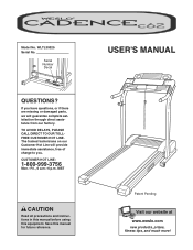 Weslo Cadence C62 Treadmill English Manual
