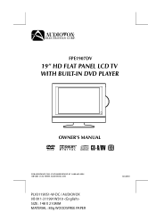 Audiovox FPE1907DV Owners Manual