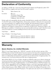 Epson 1250 Warranty Statement