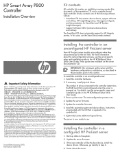 HP 381513-B21 HP Smart Array P800 Controller Installation Overview