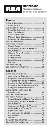 RCA RCRPS04GR Owner/User Manual Spanish