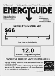 Haier QHC08LX Energy Guide