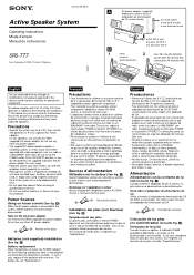 Sony SRS-T77 Operating Instructions