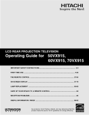 Hitachi 70VX915 Owners Guide