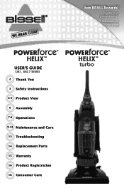 Bissell PowerForce® Helix™ Turbo Bagless Vacuum User Guide