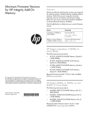 HP Integrity Superdome 2 8/16 Minimum Firmware Versions for HP Integrity Add-On Memory