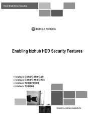 Konica Minolta bizhub 601 bizhub C203/C253/C353/C451/C550/C650, bizhub 361/421/501/601/751 Enabling bizhub HDD Security Features
