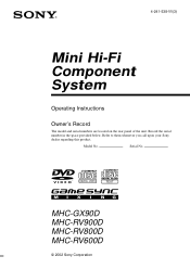 Sony MHC-GX90D Operating Instructions  (primary manual)
