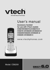 Vtech Accessory Handset for use with the CS6219 or CS6229 User Manual (CS6209 User Manual)