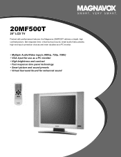 Magnavox 20MF500T Product Spec Sheet