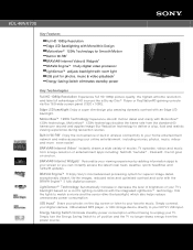 Sony KDL-46NX700 Marketing Specifications