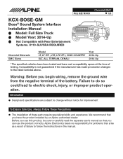Alpine KCX-BOSE-GM Owners Manual