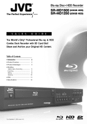 JVC SR-HD1500US SR-HD1250 / 1500 Blu-Ray recorder sales guide (12 pages)