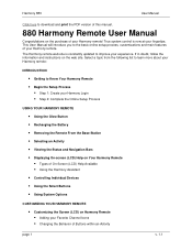 Logitech Harmony 880 User Manual