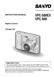 Sanyo VPC S60 Instruction Manual, VPC-S60EX