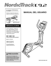 NordicTrack E 9.2 Elliptical Spanish Manual