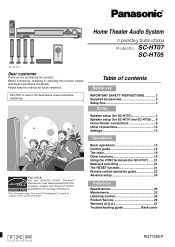Panasonic SCHT05 SAHT05 User Guide