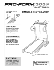 ProForm 365p Treadmill French Manual