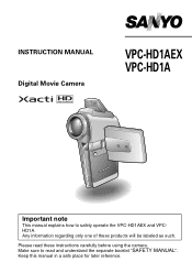 Sanyo VPC HD1 Instruction Manual, VPC-HD1A